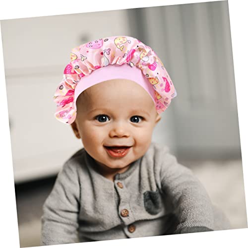 Kids Shower Cap 3 Pack, Stretch Sleep Cap, Baby Bath Hat, Adjustable Waterproof Shower Cap for Hair Care, Soft Satin Material