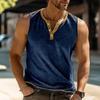 Men's Casual Tank Top Sleeveless Muscle Gym Workout Loose Fit Henley Shirt Casual Basic Summer Beach Tops