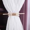 4 Pack Wood Stick and Braided Cotton Linen Rope Curtain Ties for Living Room Bedroom Window Drape Tiebacks Holdbacks