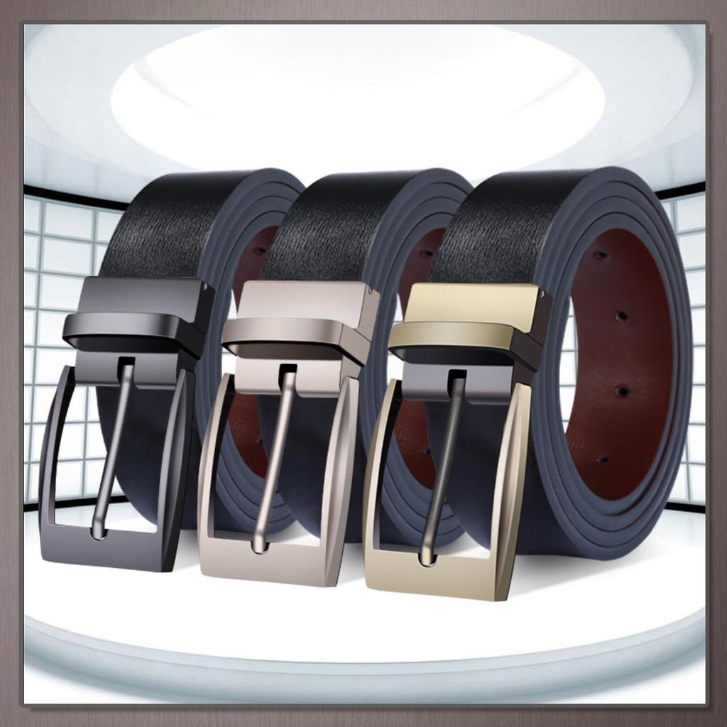 [One Limitation] Leather Belt, CasualFormal, Simple Buckle, Stylish, Men's BP714 (Black)