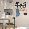 Metal Wall Art Decor, Dog Leash Holder with Hooks, Entryway Organizer, Handmade Tin Painting, Farmhouse Rustic Gift