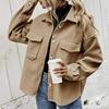 Podzim Zima Dámská bunda Jednořadé zapínání na knoflíky Zesílený kardigan Volný Dlouhé rukávy Ohnutý límec Náprsní kapsy Svrchní oděv