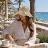 Straw Beach Sun Hat Flower Fisherman Cap Fashion Bucket Hat  for Women