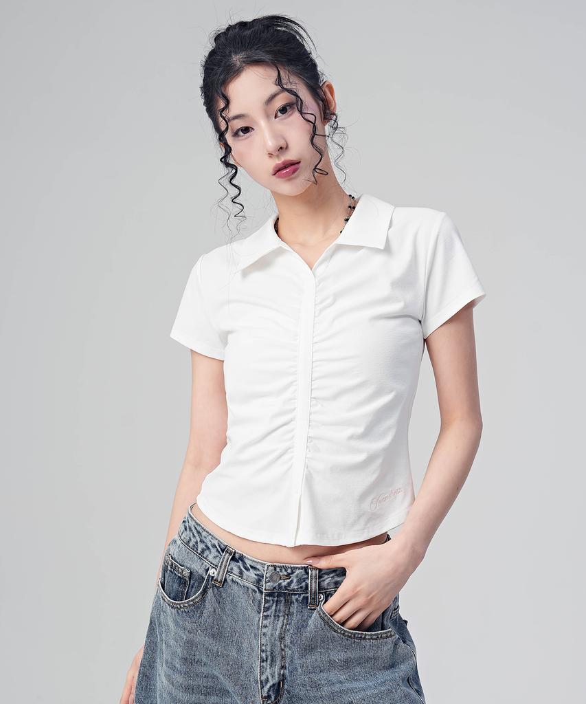 AVANDRESS Bellin Sorona Collar Shirring Tee_3 Colors