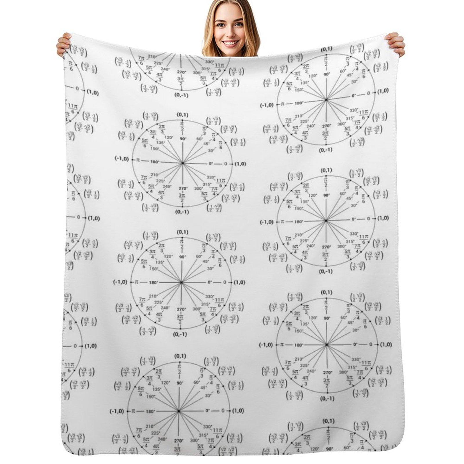 Unit Circle Nerdy Math Guide Throw Blanket Soft Bedroom Blanket for Night Sleeping Size: 75*100cm, Weight: 230 GSM