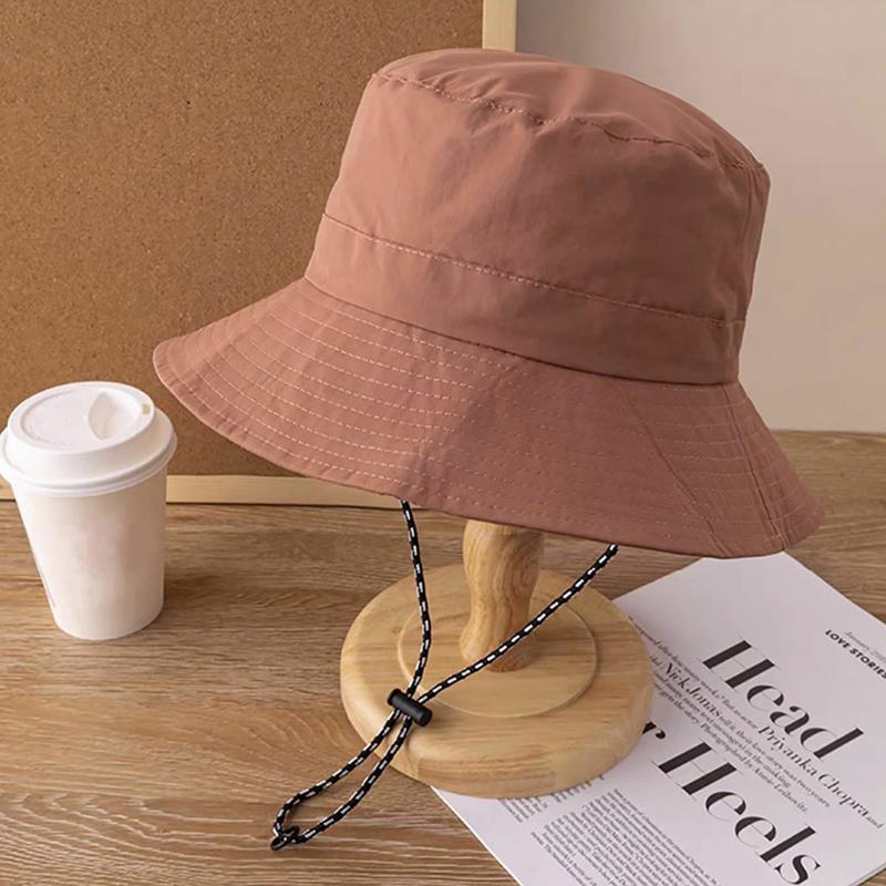 1Pc Summer Adjustable Fisherman Hat Quick Dry Waterproof Drawcord Bucket Hat Unisex Basin Foldable Storage Bucket Caps