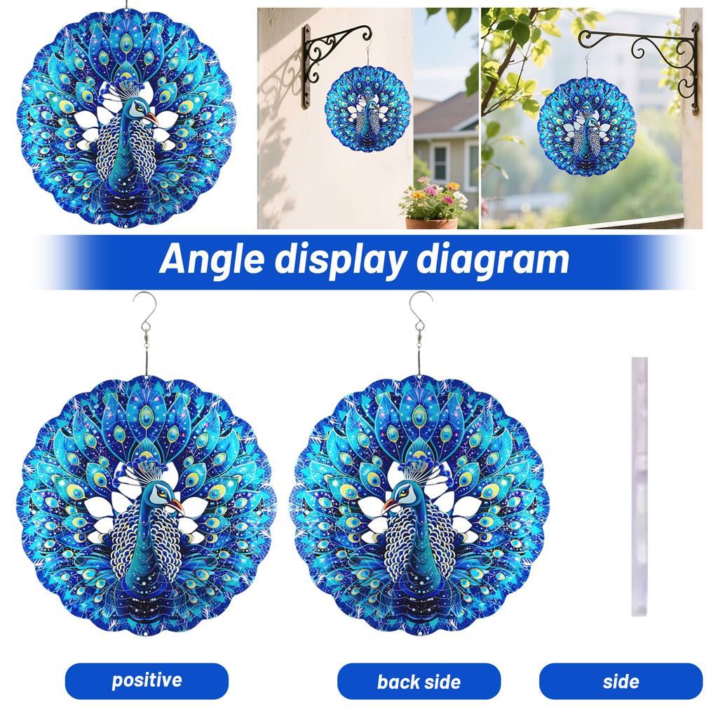 Girasole Mandala Pavone Visivo 3D in Acciaio Inossidabile Ornamento da Appendere per Decorazione Esterna Giardino Cortile Patio