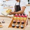 4-Pack 4-Tier Retail Display Rack, 15x14.5x10.5in Log Color - MDF Tabletop Stand for Cupcakes/Desserts/Soaps