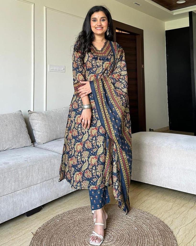 Indian Women Designer Kurta Pant Dupatta Set Party Wear Top Tunic Kurti Salwar Suit Dress