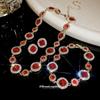 Silver Needle Geometric Rhinestone Necklace & Earrings Set