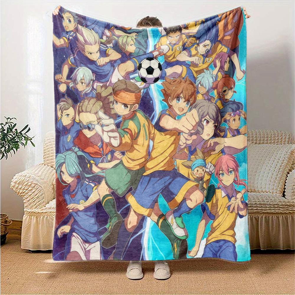 Koc Flanelowy Inazuma Eleven, Wysoka Jakość, Wygodny na Wszystkie Pory Roku, Wystrój Domu, Ciepło i Komfort