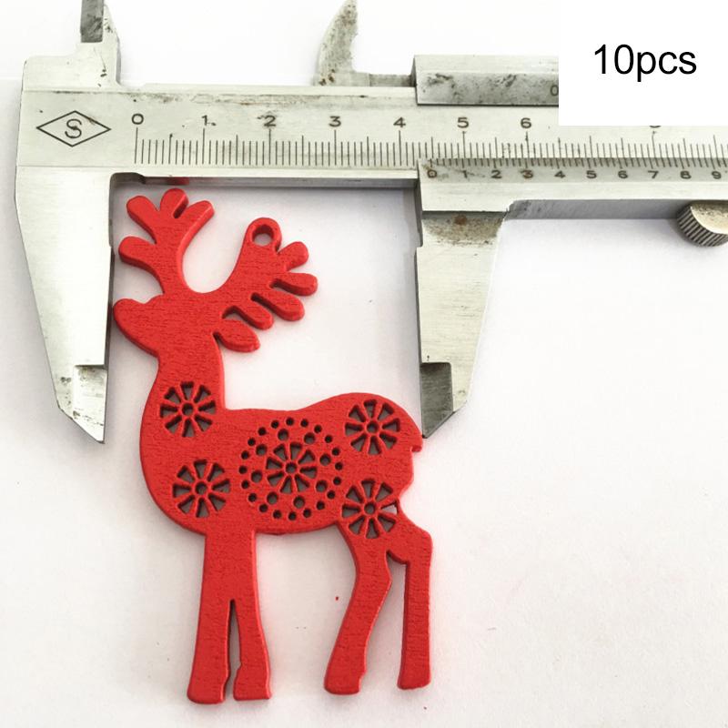 10Pcs Wooden Christmas Pendant Ornament Hollow Santa Claus Snowflake Xmas Tree Hanging Decoration for New Year Party Decor Gifts