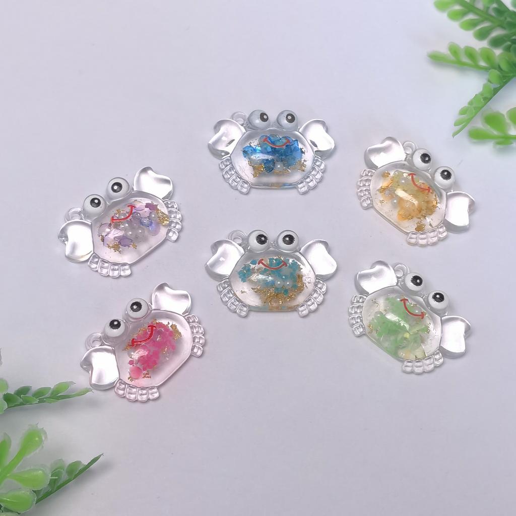 100 Pieces Ocean Sea Animal Themed Flatback Slime Charms Luminous Transparent Crab Cabochons for Hair Clips Scrapbooking Decor