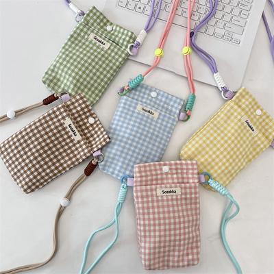 Style Grille, Sac pour Téléphone Portable, Sac de Rangement Divers, Sac pour Cartes de Changement de Clés de Marche, Petit Sac en Tissu Porté à la Main, Sac pour Téléphone Portable