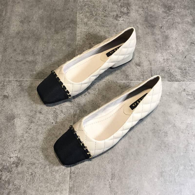 Fashion Xiaoxiangfeng Low-heeled Shoes Versatile Women's Soft-soled Shoes New Spring and Autumn Square Head Thick-heeled Single Shoes Women
