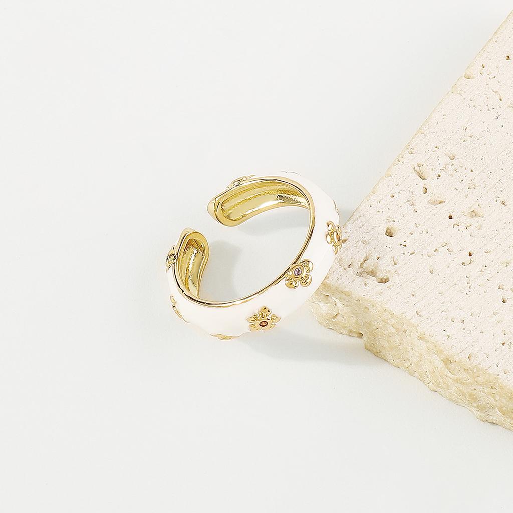 Trendy and Cute Flower Copper Plated Open Ring for Women