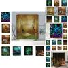 High-quality Polyester Shower Curtain With Dreamy Forest Mushroom Swing Print