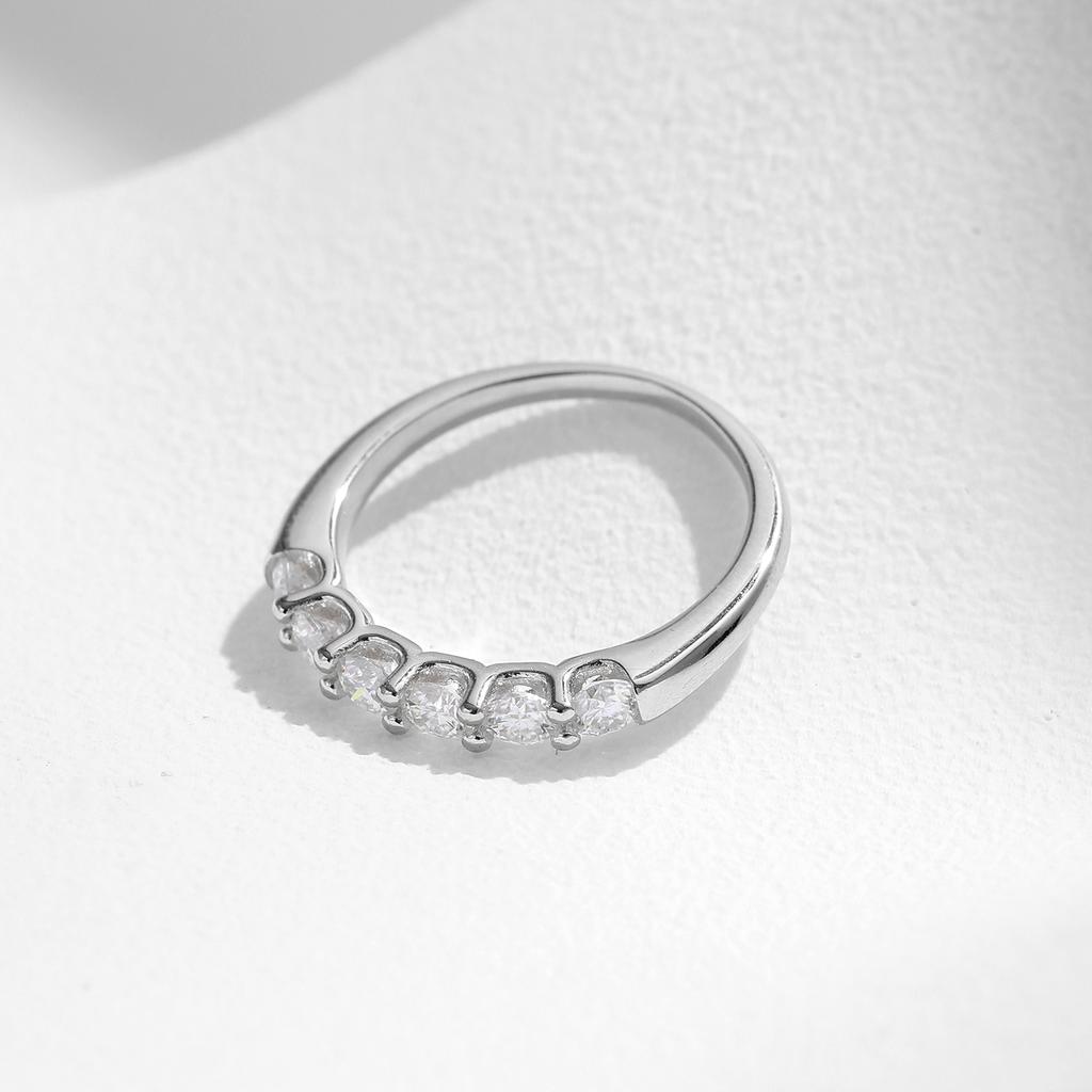D Color VVS1 EX Round Moissanite Ring 925 Sterling Silver Eternity Bands Rings Women Wedding Engagement Luxury Jewelry