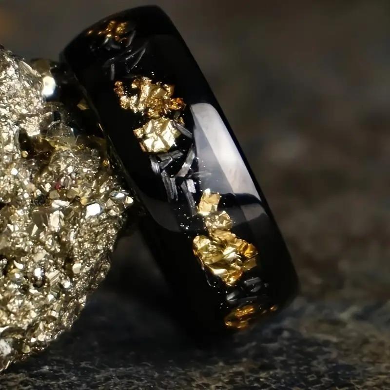 8mm Herren Edelstahlringe Einlage Meteorit Abalone Muschel Ringe Für Männer Frauen Hochzeit Verlobungsband Schmuck Geschenk