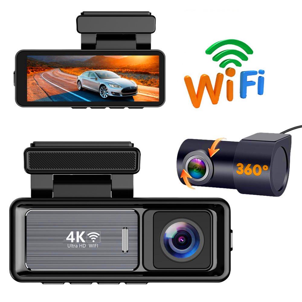 

4K Dual Camera Dash Cam with 3.2 Screen, WiFi, GPS Tracking, and Mobile Interconnectivity. Dual Recording 4K+1080P+WIFI