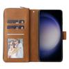 For Samsung Galaxy S25/S24 Case Zipper Pocket PU Leather Phone Cover with Hand Strap