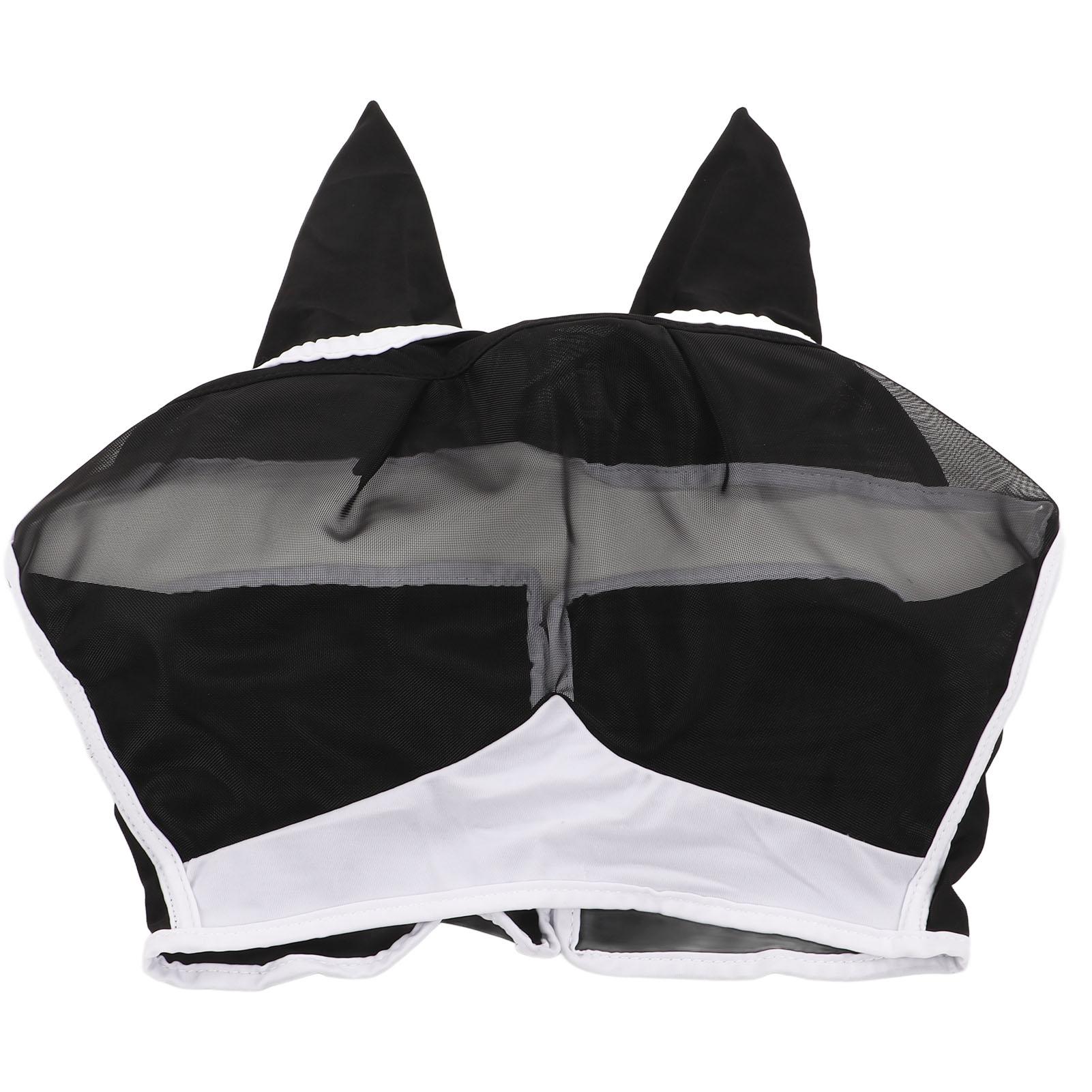 Masque Anti-Mouches en Maille pour Cheval Élastique UV Détachable Respirant avec Oreilles pour Chevaux