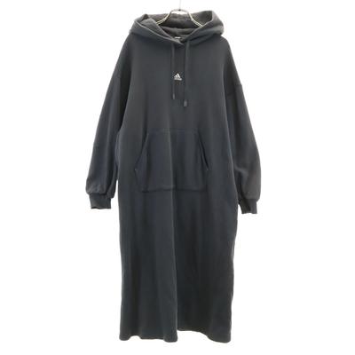 Adidas Back Logo Long Sleeve Sweat Long Dress M Charcoal Gray Women Used