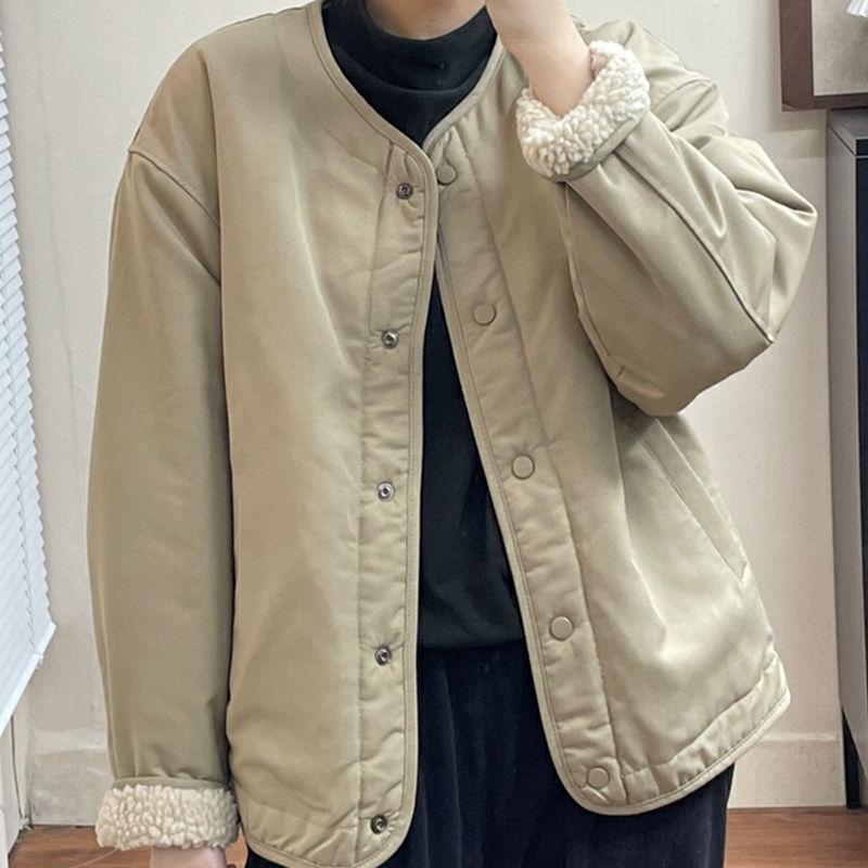 

Пальто из овечьей шерсти в корейском стиле: Женский универсальный зимний кардиган с флисовой подкладкой, двусторонний S (Below 90 Jin)