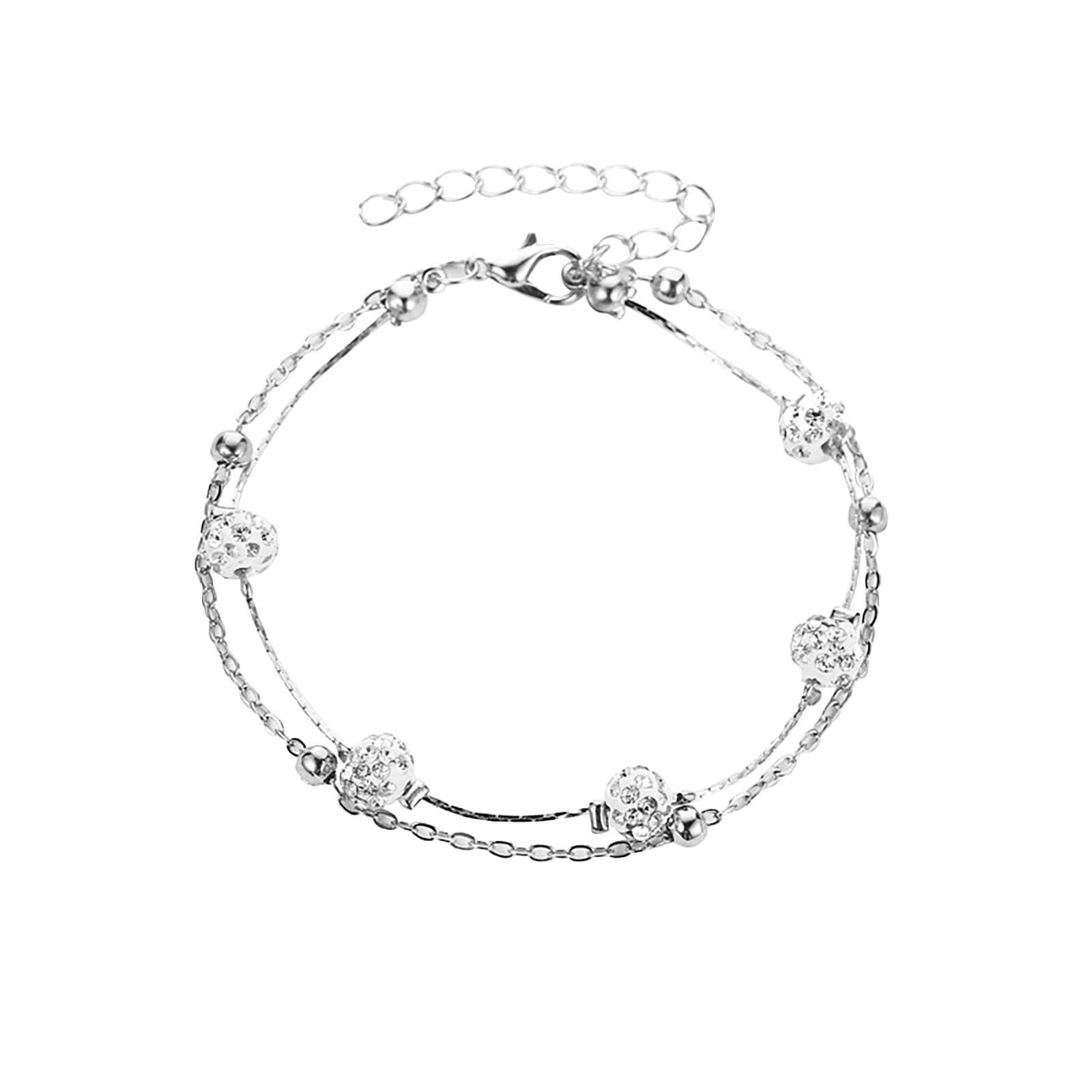 

Модный браслет с бриллиантовым шаром и кристаллом, двойной ножной браслет, пляжные украшения для ног one size