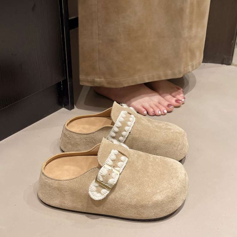 Platform Birkenstock Shoes Bag Head Half Slippers Women's Outer Wear 2025 New Spring and Summer One-pedal Ugly and Cute Boken Single Shoes Sandals