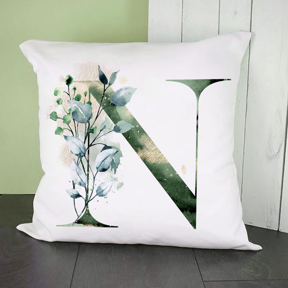 Green Alphabet A B C Printing Pillow Cases Fashion English Letter Home Sofa Living Room Car Decorative Pillowcase Cushion Cover
