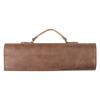 Leather Chef Knife Bag Portable Two-Layer Cowhide Knives Storage Roll Bag Kitchen Camping Cooking Knife Carry Case Pockets Pouch