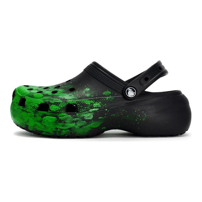 Crocs High Street Ink Splash Future Technology Stepping On Soft Hole Shoes Women's Black Green