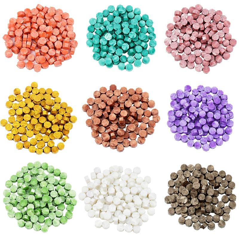 100Pcs/Bag Retro Wax Seal Colored Wax Beads DIY Scapbooking Octagon Sealing Stamp for Envelope Letter Wedding Party Invitation