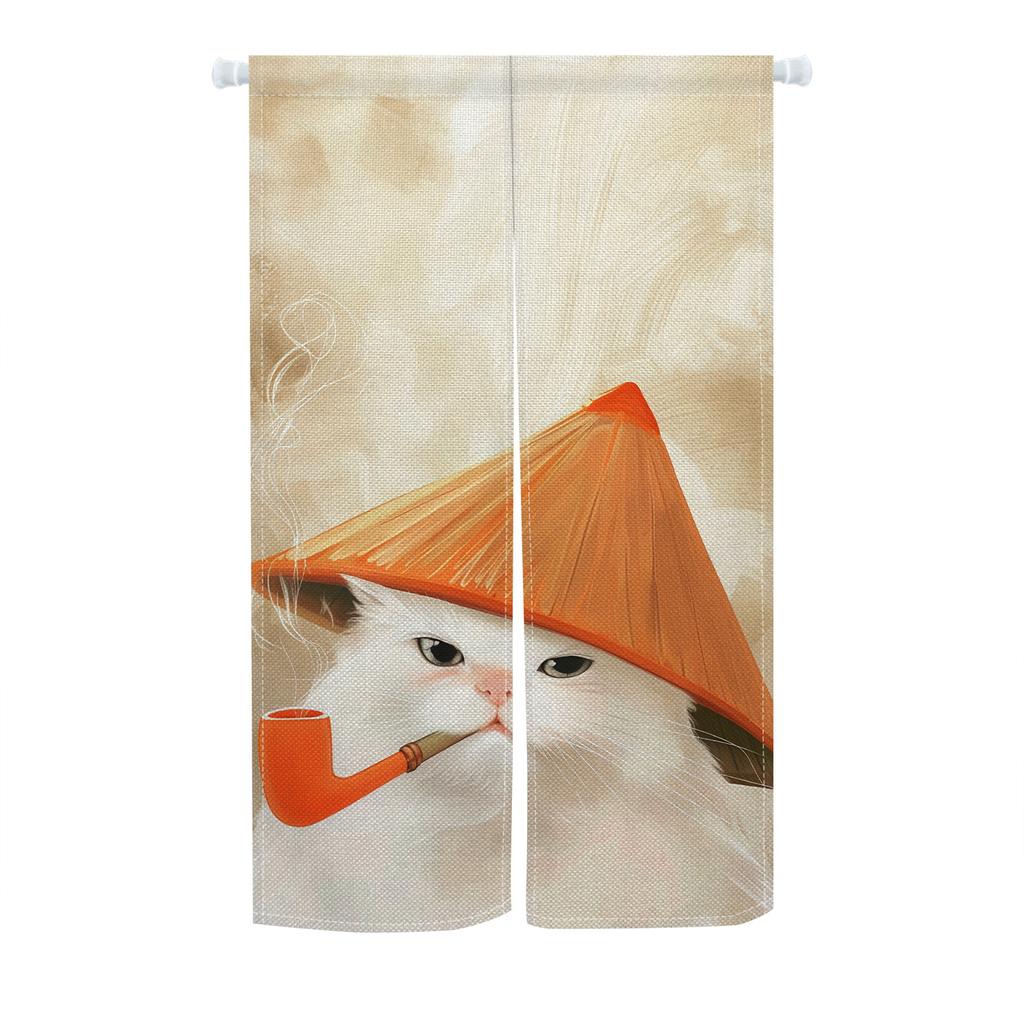 Japanese Style Noren Door Curtains Cute Cat Cherry Blossom Bird Patterns Polyester Doorway Kitchen Entrance Half Curtain For Cooking Area Made Of