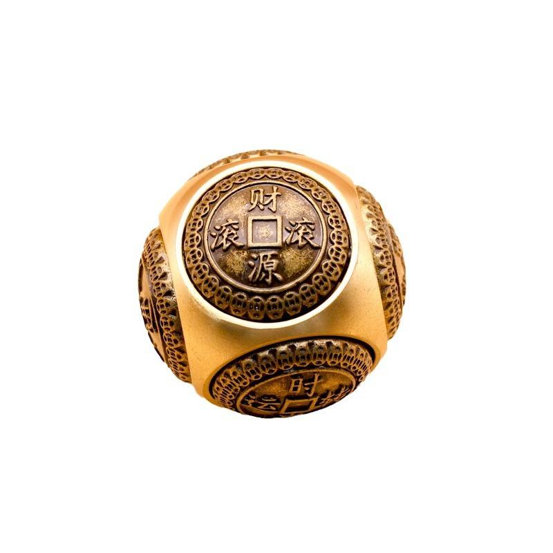 EDC Brass Dice Fidget Spinner Bring Luck Wealth Chinese Fengshui Figurines Six Sided Rotatable Desk Decoration Decompression