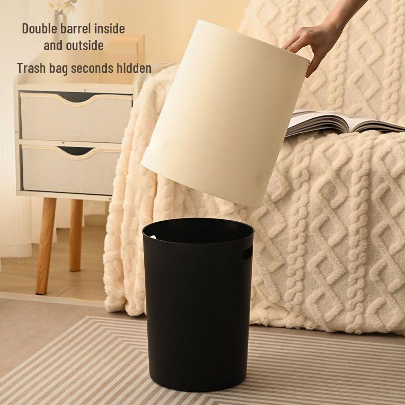 Elegant Lidless Trash Can with Pressure Ring for Home Use - Free Shipping