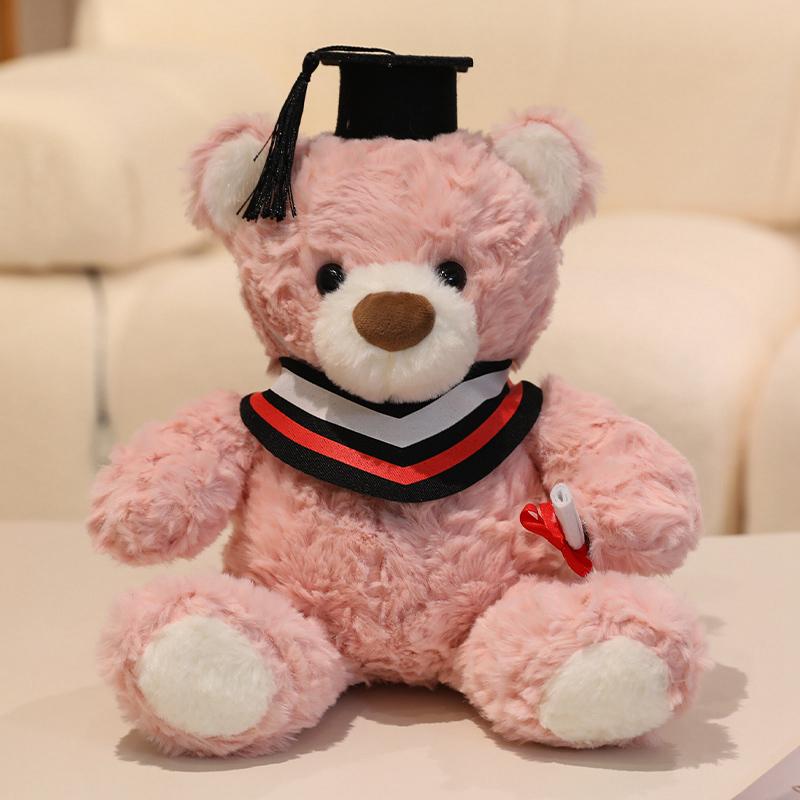25cm Kawaii Graduation Dr.Bear Plush Toy Cute Christmas Hat Teddy Bear Soft Doll Boys Girls Kids Students Graduation Lovely Gift