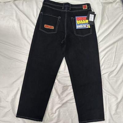 ZYLLO Jeans Pantalones Y2k Jeans Negros Pierna Ancha Hombre Retro Sueltos Moda Pantalones de Moda Hip-Hop Streetwear Y2k American Street Casual Jeans