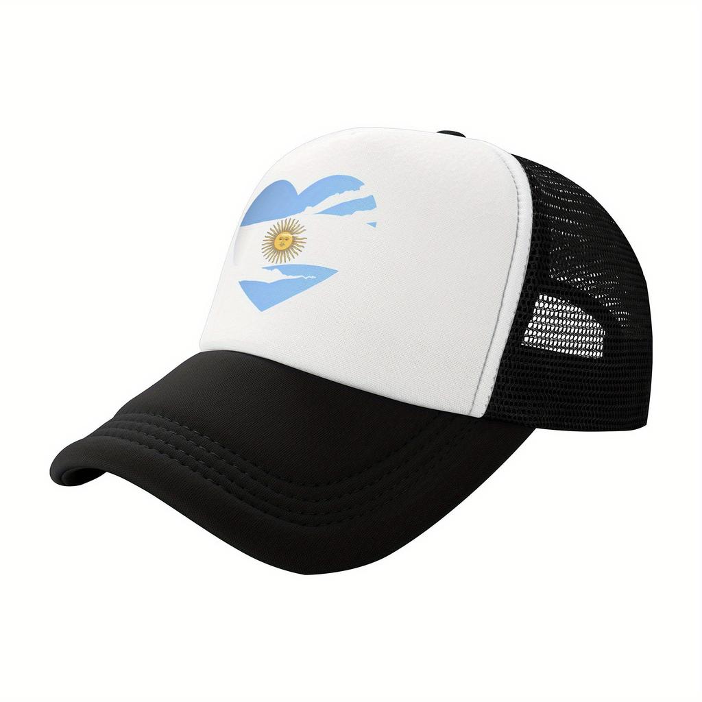 Argentina Heart Flag Sun Trucker Hat Lightweight Mesh Baseball Cap Adjustable Unisex Casual