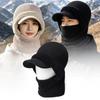 Unisex Winter Warm Knit Balaclava with Brim Neck Warmer Outdoor Cap