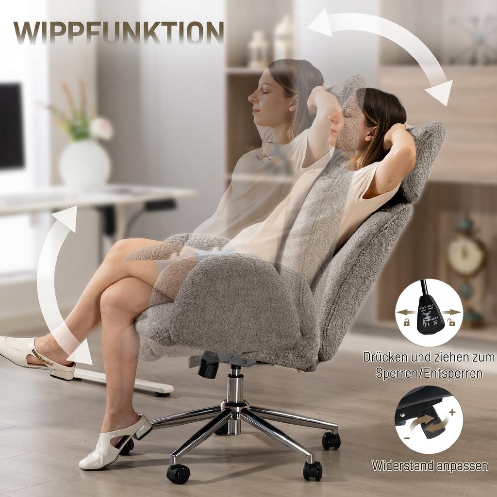 Office Chair with Adjustable Headrest, Ergonomic Desk Chair, Tilt Function, Height-Adjustable, Dark Grey