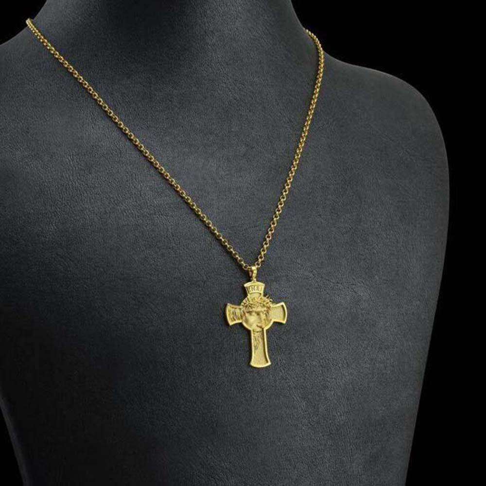 Religion Savior Jesus Accessories Jewelry Gold Silver Color Chain Choker Pendants Cross Necklace
