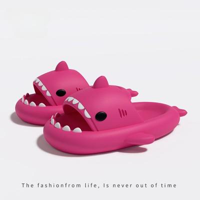 Fashion 4cm Thick Sole Shark Slippers Women Men Indoor Bathroom Slides Cute Cartoon 2024 Summer Shoes Female Male Street Beach Sandals