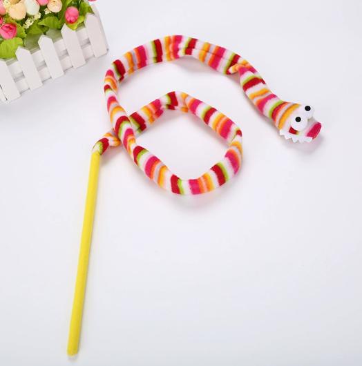 Kinghon Cartoon Cute Snake Shape Plush Pet Toy Interactive Movement Plastic Cat Teaser Playing Wand for Cats