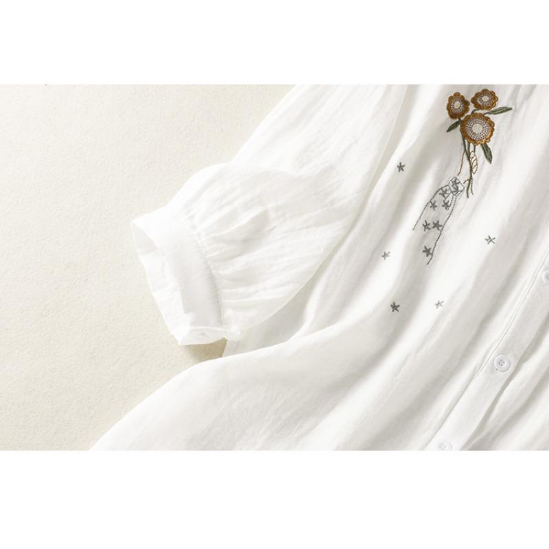 DIMANAF 2025 Plus Size Summer Cotton T-Shirt Women O-Neck Short Sleeve Loose Buttons Tops New Tees