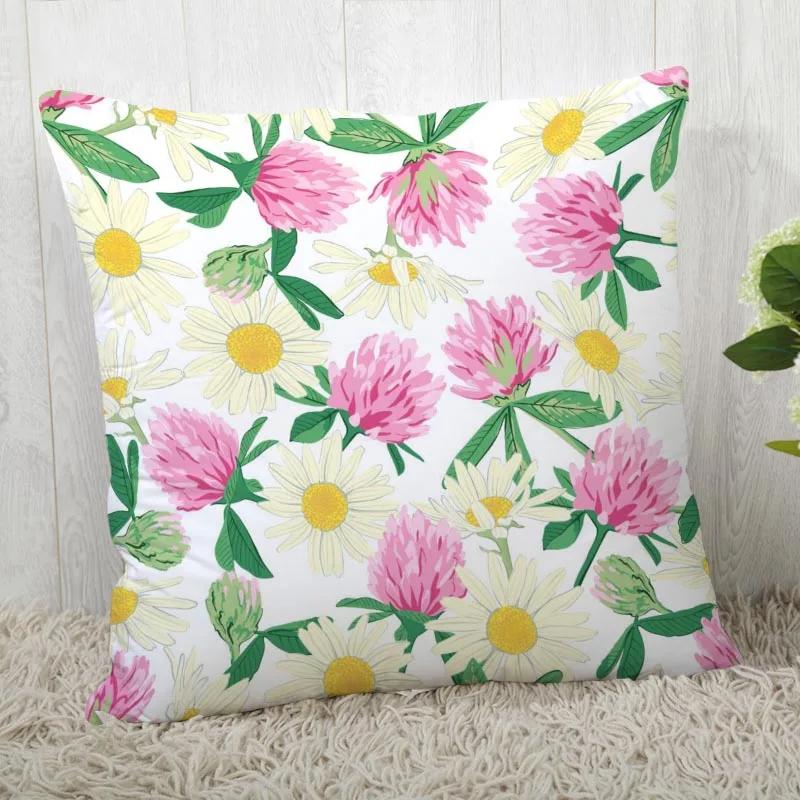 Chamomile Pillowcase Sofa Car Waist Throw Pillow Case Home Decoration Ins Style Flower Landscape Cushion Cover
