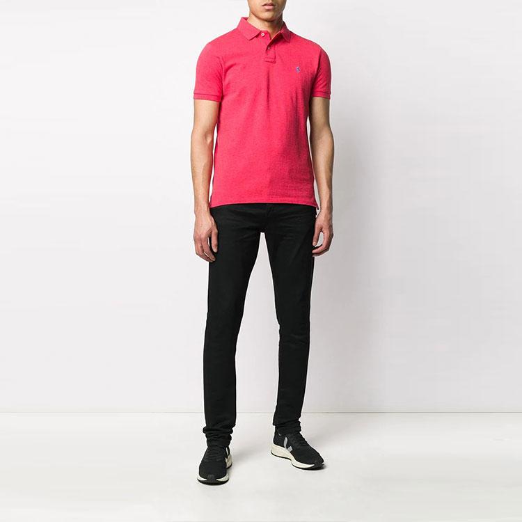 Polo Ralph Lauren Embroidered Logo Solid Color Short Sleeve Polo Shirt Men tops Pink 710680784-126