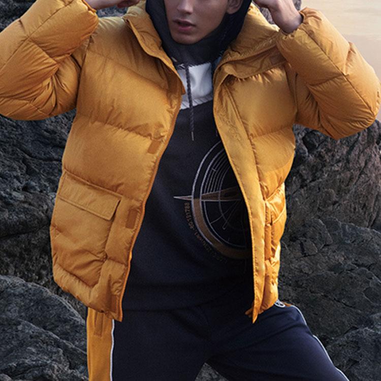 Li Ning Wade Series Warm Stand Collar Down Jacket Men Outerwear Sand-Brown AYMQ035-2