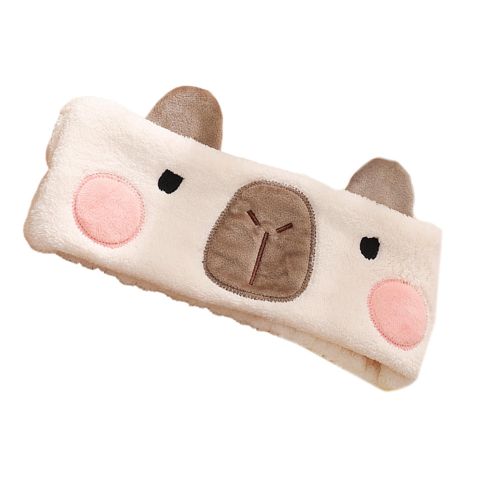 

Эластичная женская повязка для душа, повязка на голову для мытья лица, симпатичная плюшевая повязка для мытья лица Capybara, повязка на голову для домашнего макияжа белый